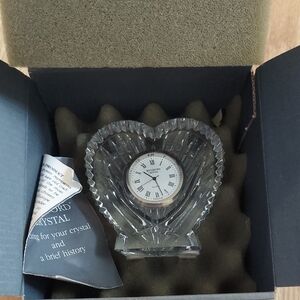 NIB Waterford Heart-Shaper Crystal Clock